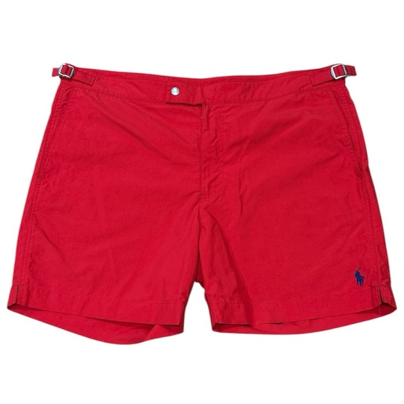 New Polo Ralph Lauren Swimshorts Red 5.5” Sz 36 Lined Trunks Resortwear Preppy - Picture 2 of 16